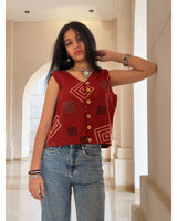 Geometric Ajrakh Waistcoat