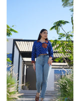 Cobalt Blue Bandhani Cotton Shirt