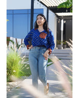 Cobalt Blue Bandhani Cotton Shirt