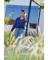 Cobalt Blue Bandhani Cotton Shirt