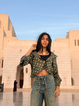 Olive Grove Bandhani Crop Shirt