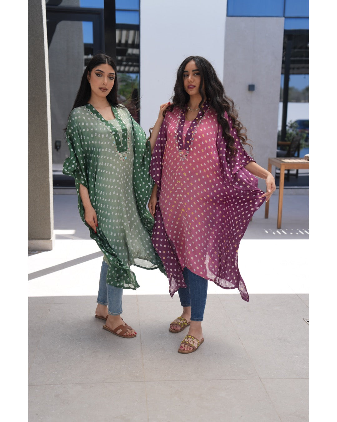 Luminous Bandhani Maxi Kaftan