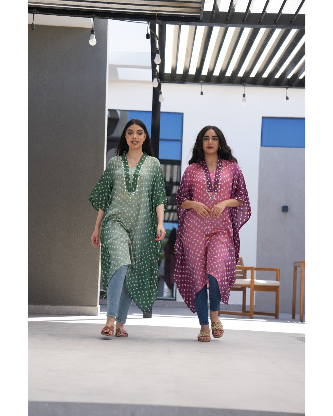 Luminous Bandhani Maxi Kaftan