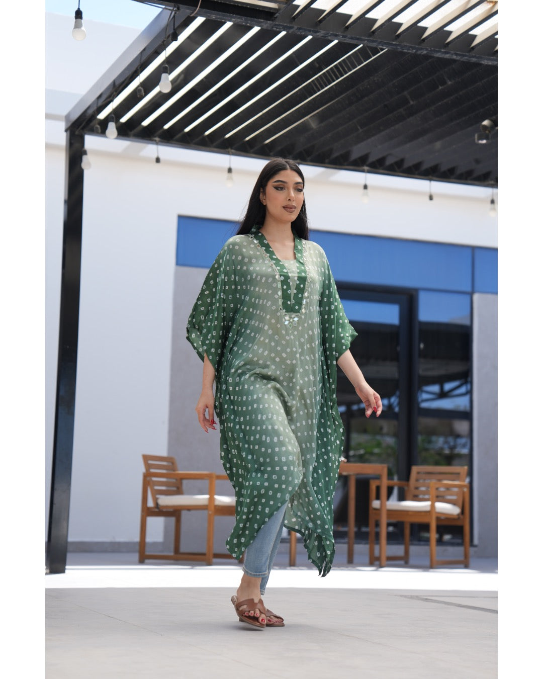 Luminous Bandhani Maxi Kaftan