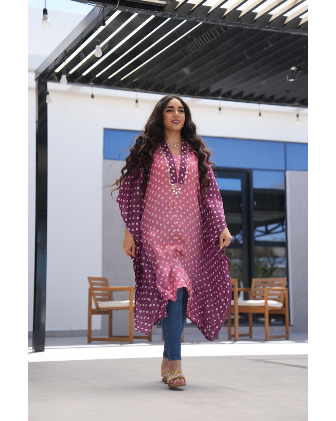 Luminous Bandhani Maxi Kaftan