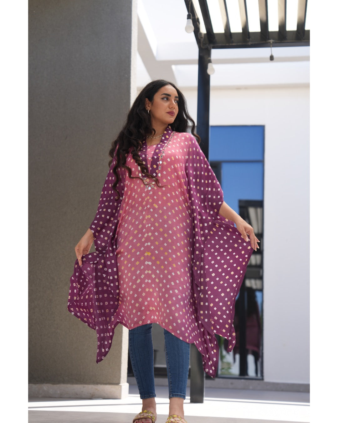 Luminous Bandhani Maxi Kaftan