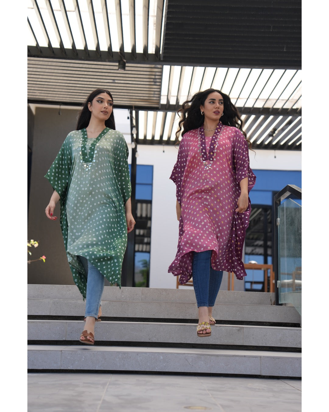 Luminous Bandhani Maxi Kaftan