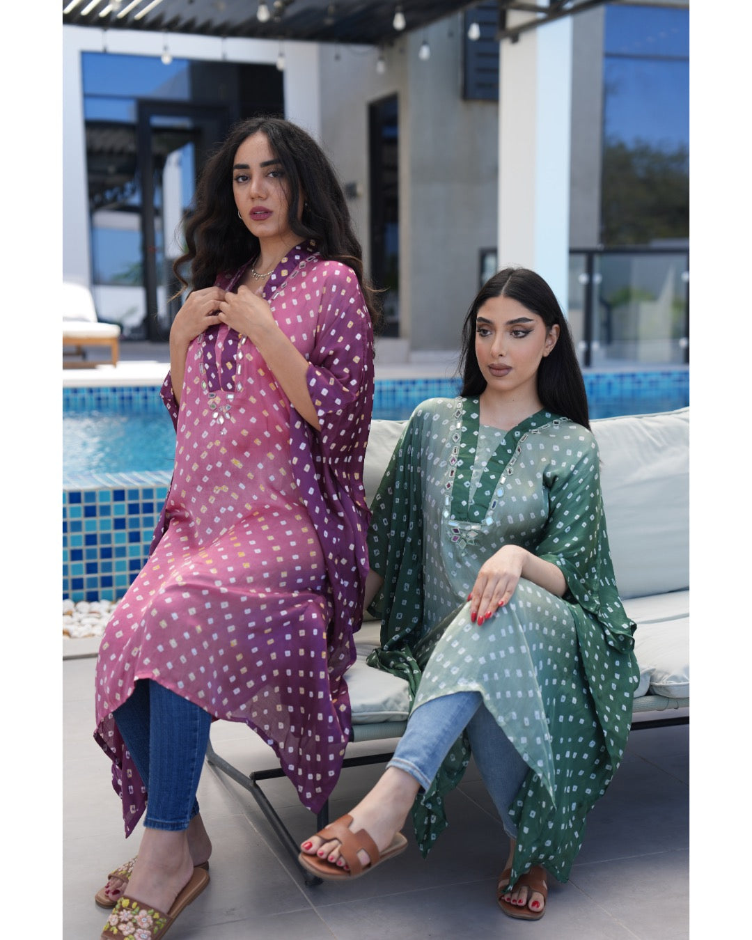 Luminous Bandhani Maxi Kaftan
