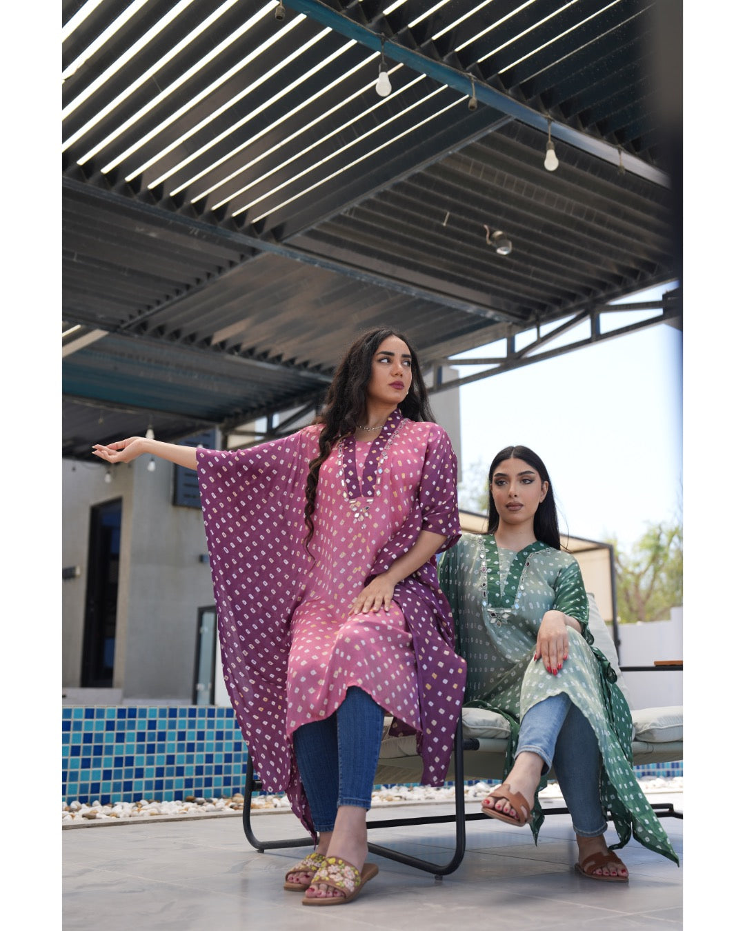 Luminous Bandhani Maxi Kaftan