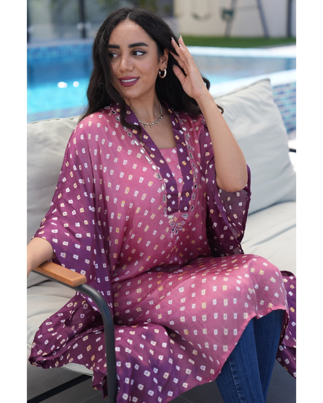Luminous Bandhani Maxi Kaftan