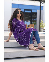 Bandhani Cotton Kaftan — Bright Purple