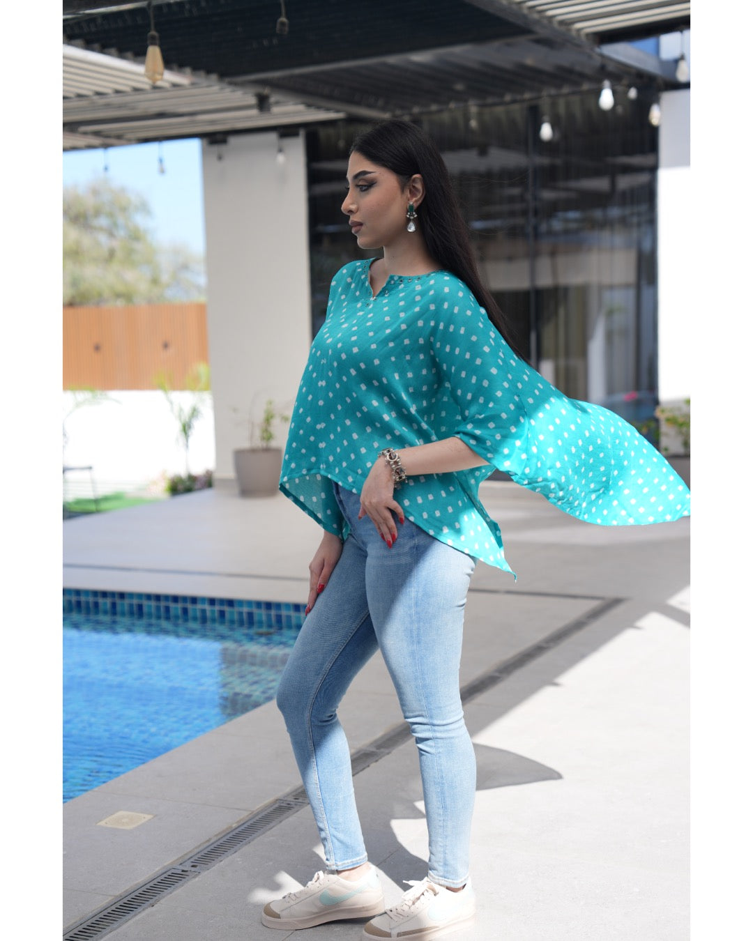 Louminous Bandhani Mini Kaftan