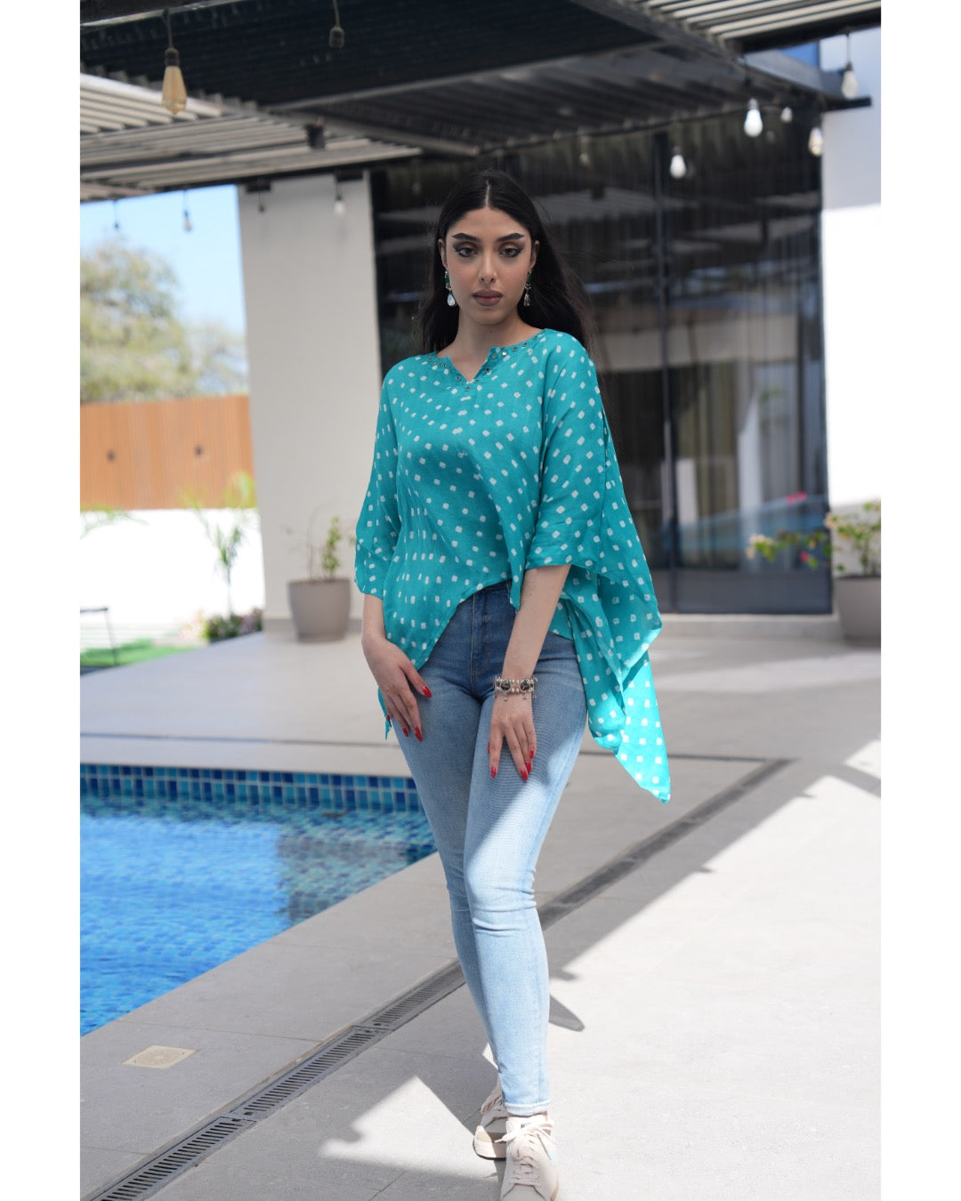 Louminous Bandhani Mini Kaftan