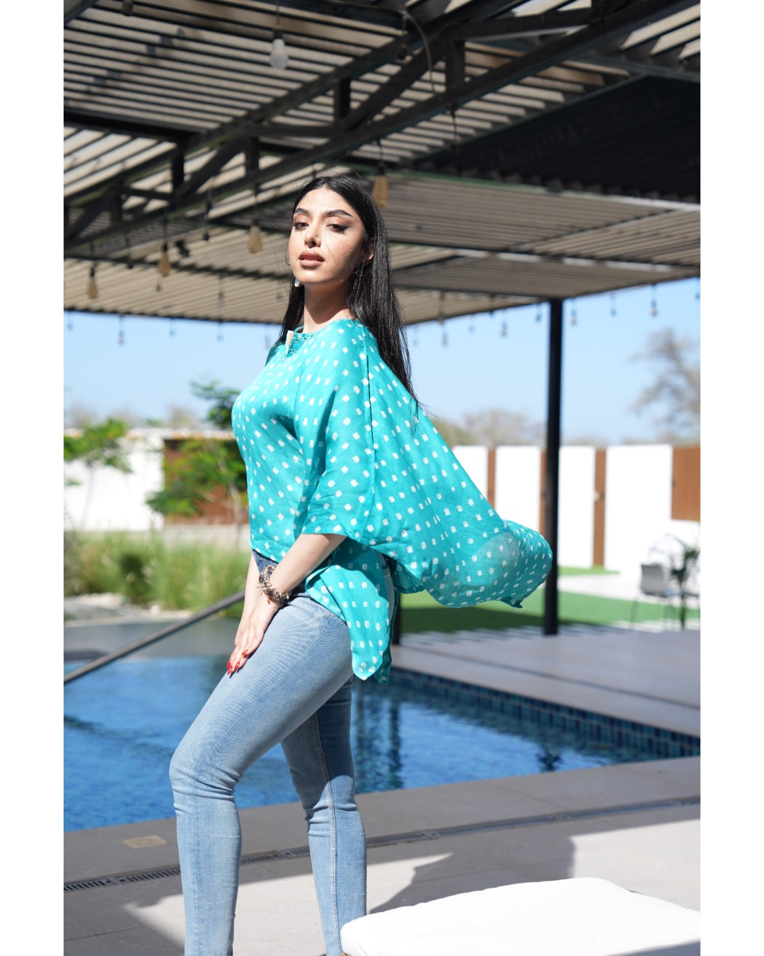 Louminous Bandhani Mini Kaftan