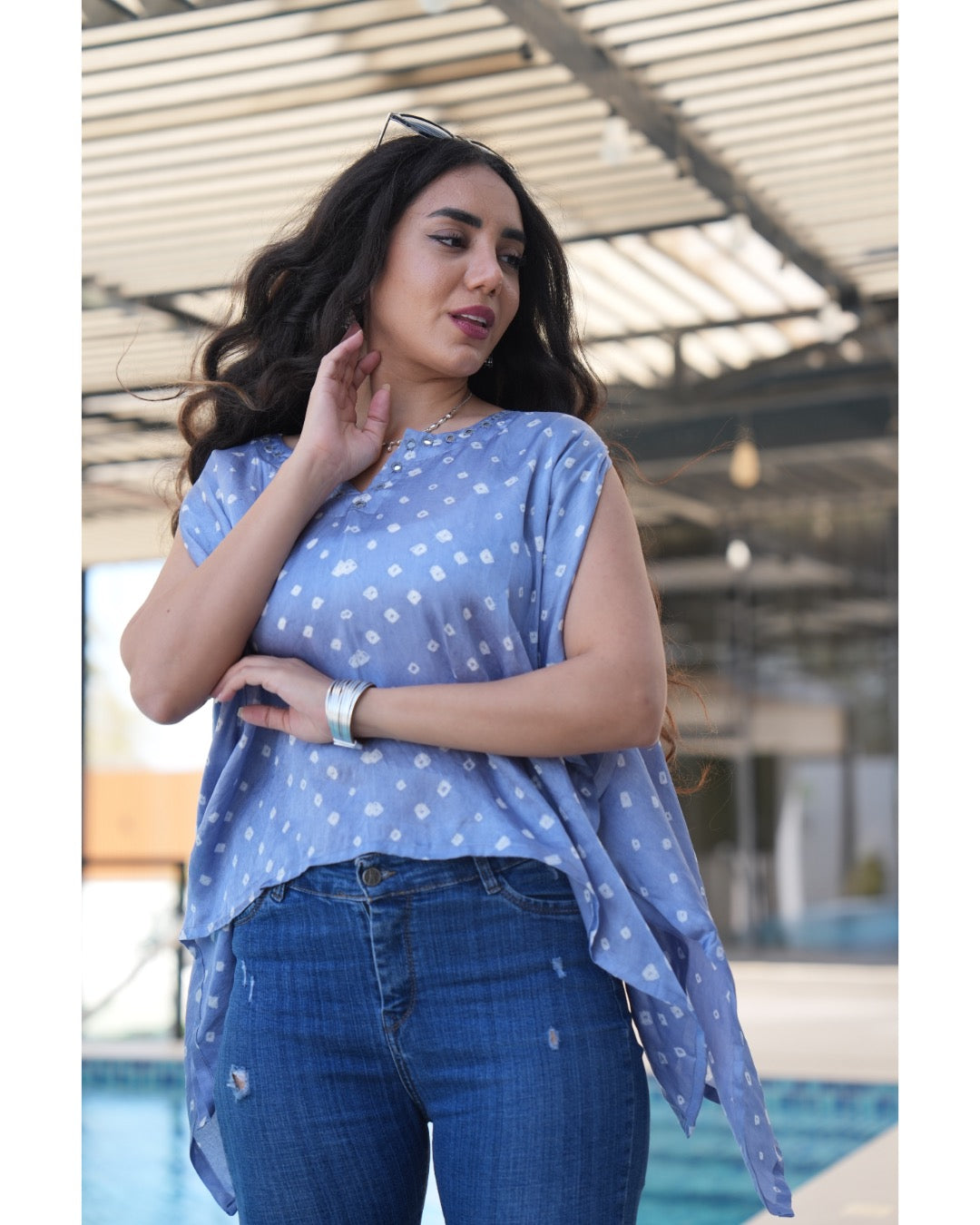 Louminous Bandhani Mini Kaftan