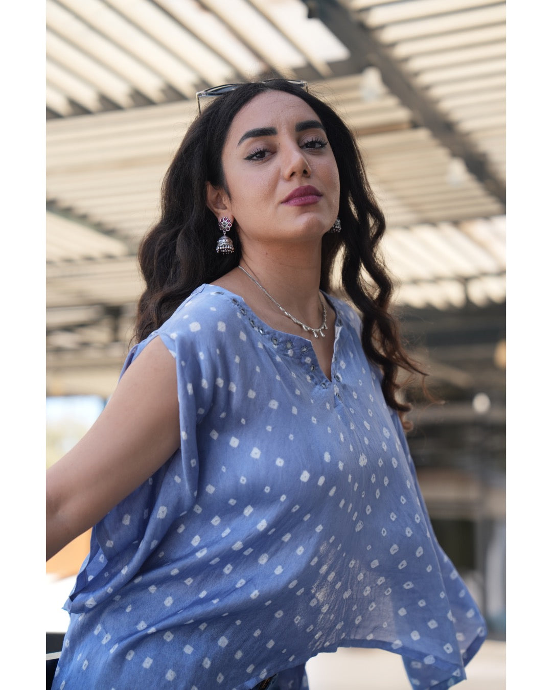 Louminous Bandhani Mini Kaftan