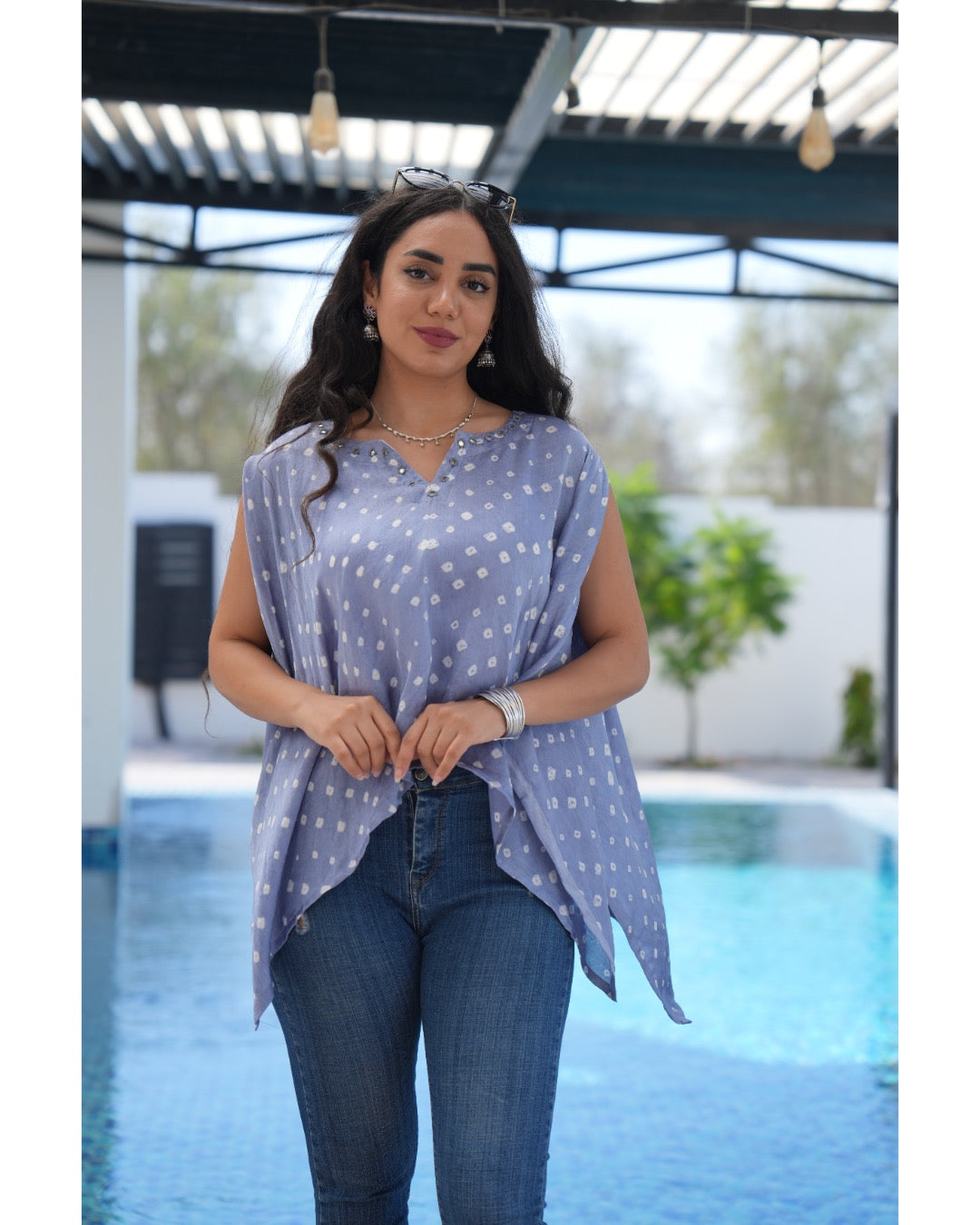 Louminous Bandhani Mini Kaftan