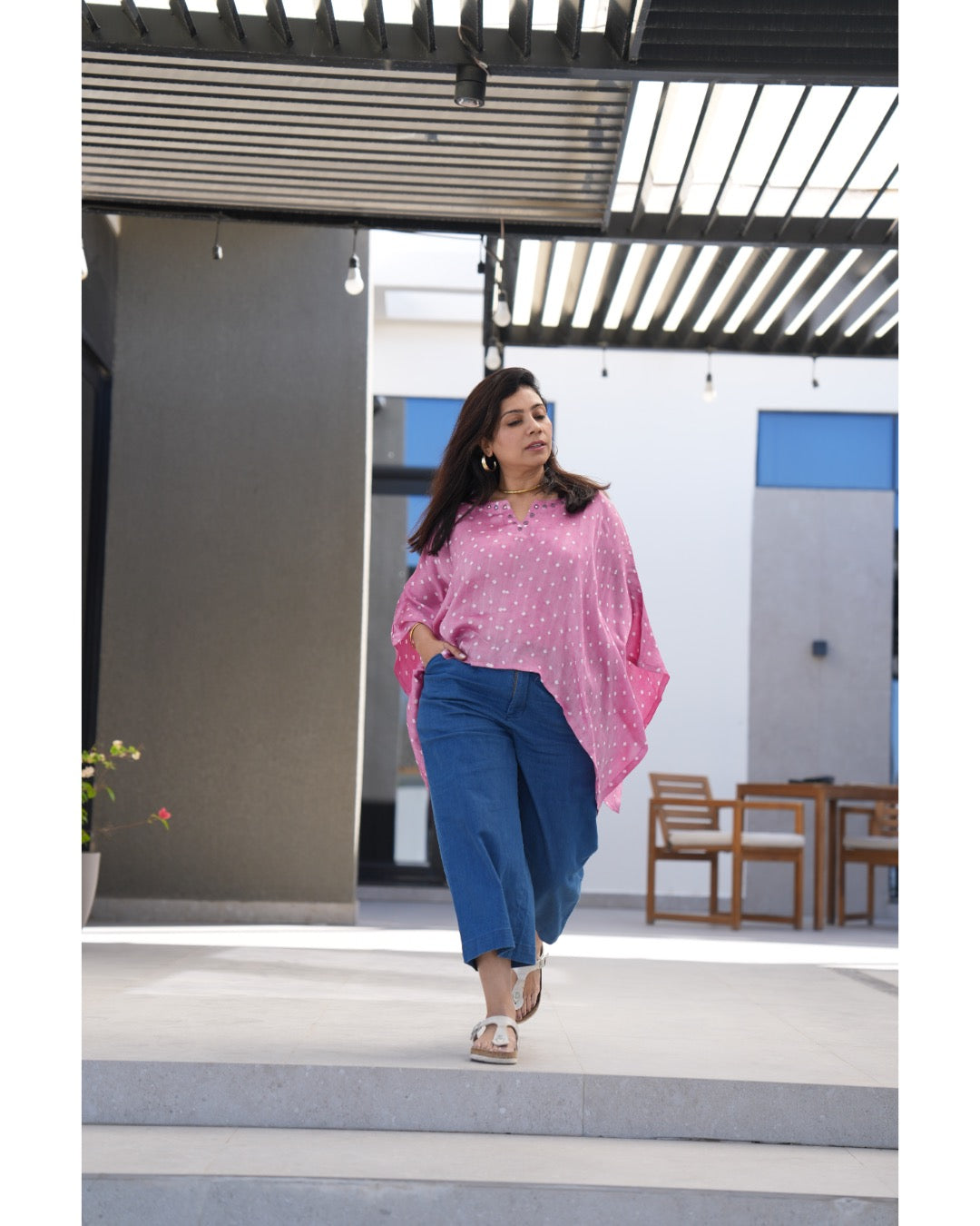 Louminous Bandhani Mini Kaftan