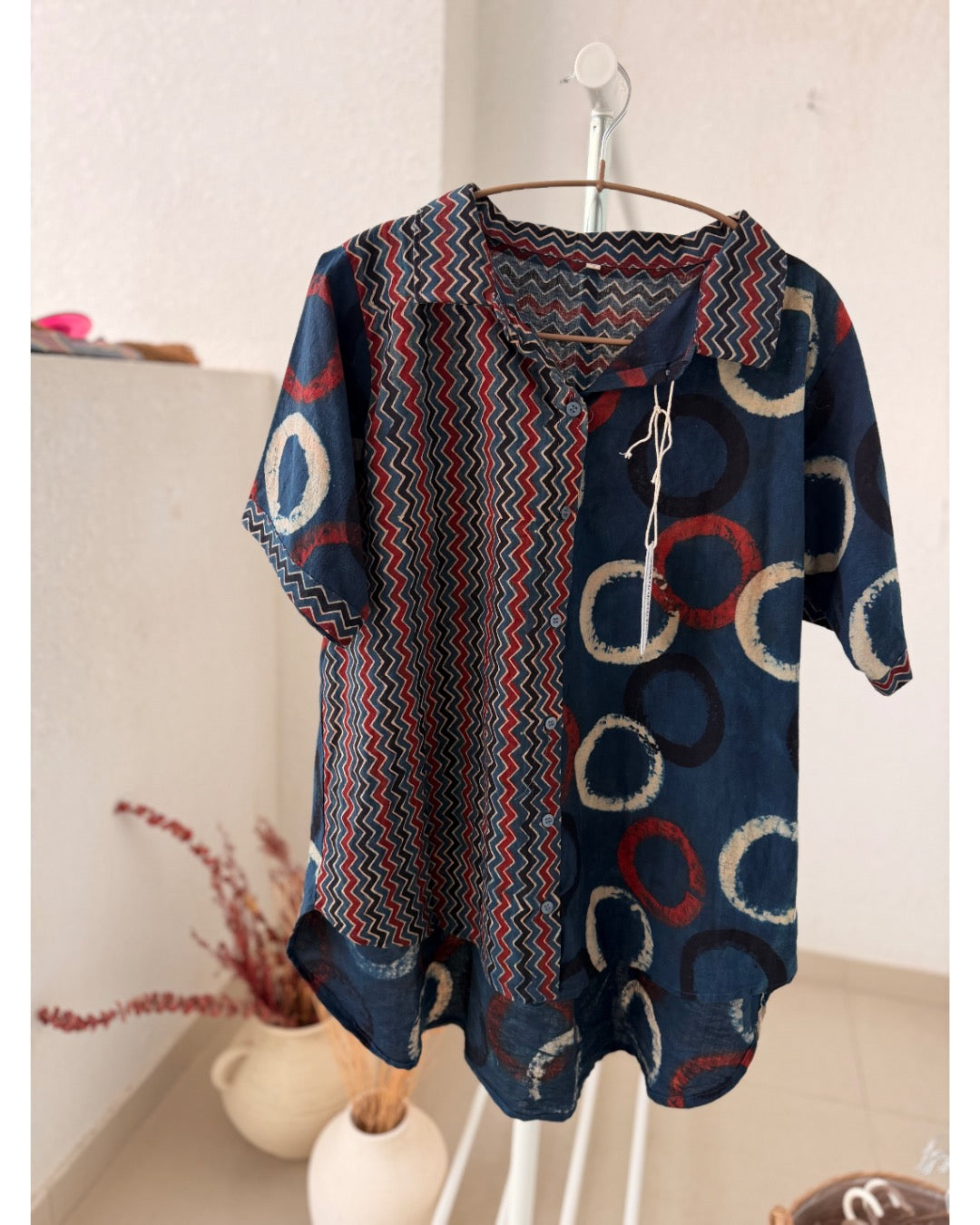 Oversized Geometric Ajrakh Shirt
