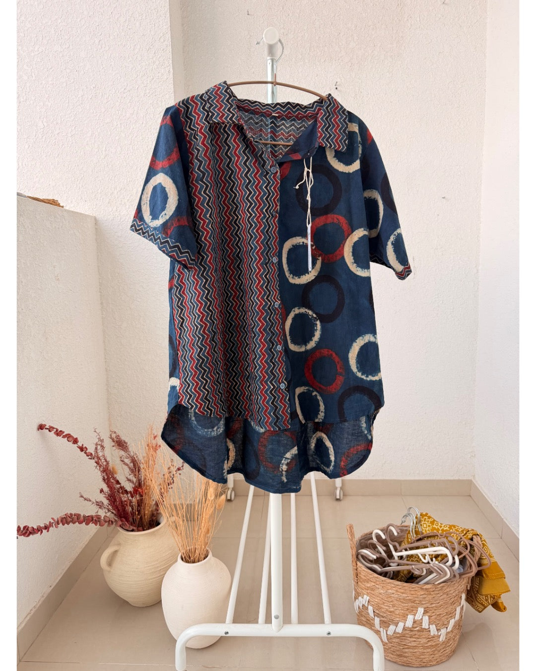 Oversized Geometric Ajrakh Shirt