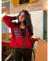 Vermillion Red Ajrakh Cotton Shirt