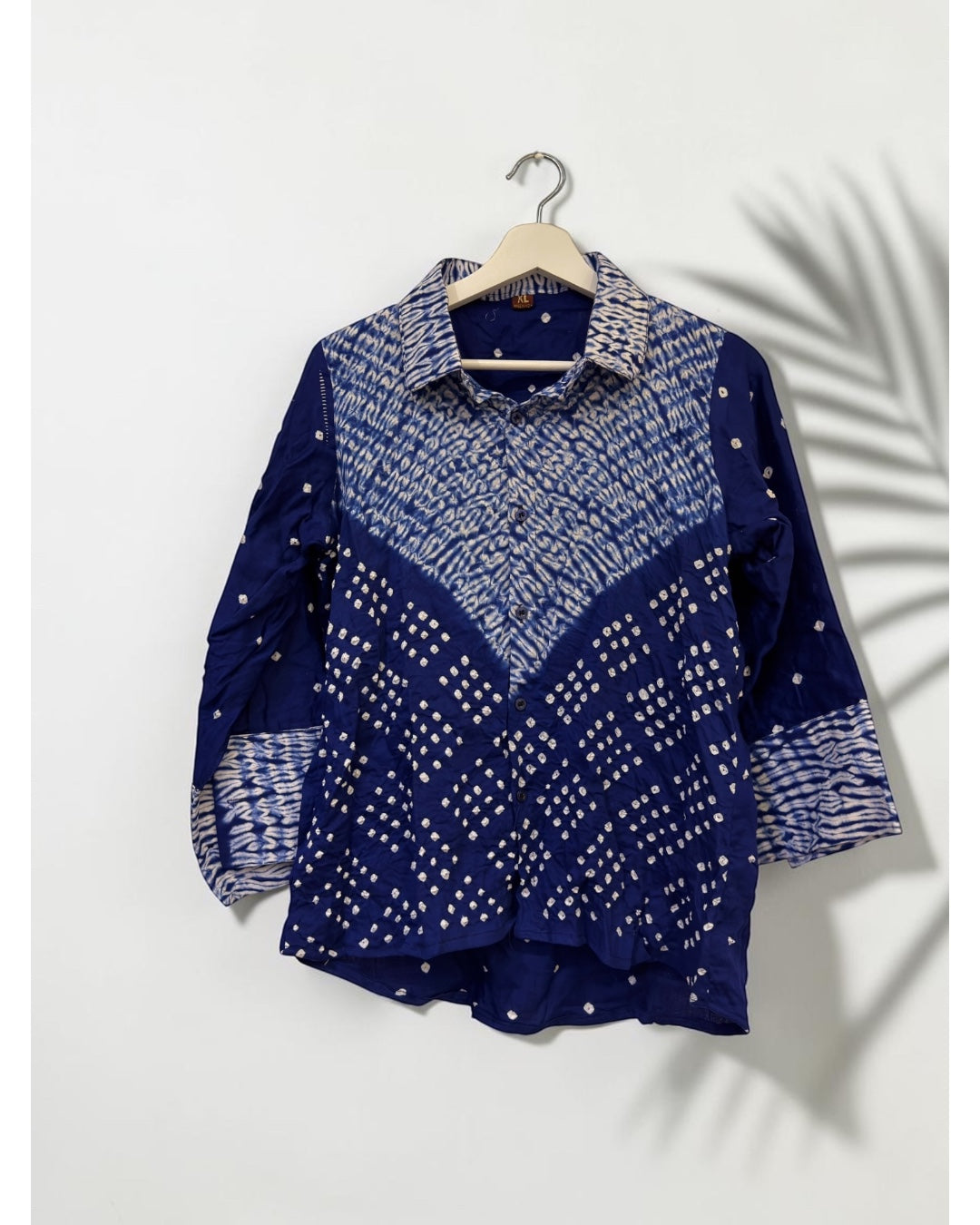 Shibori Bandhani Cotton Shirt — Blue