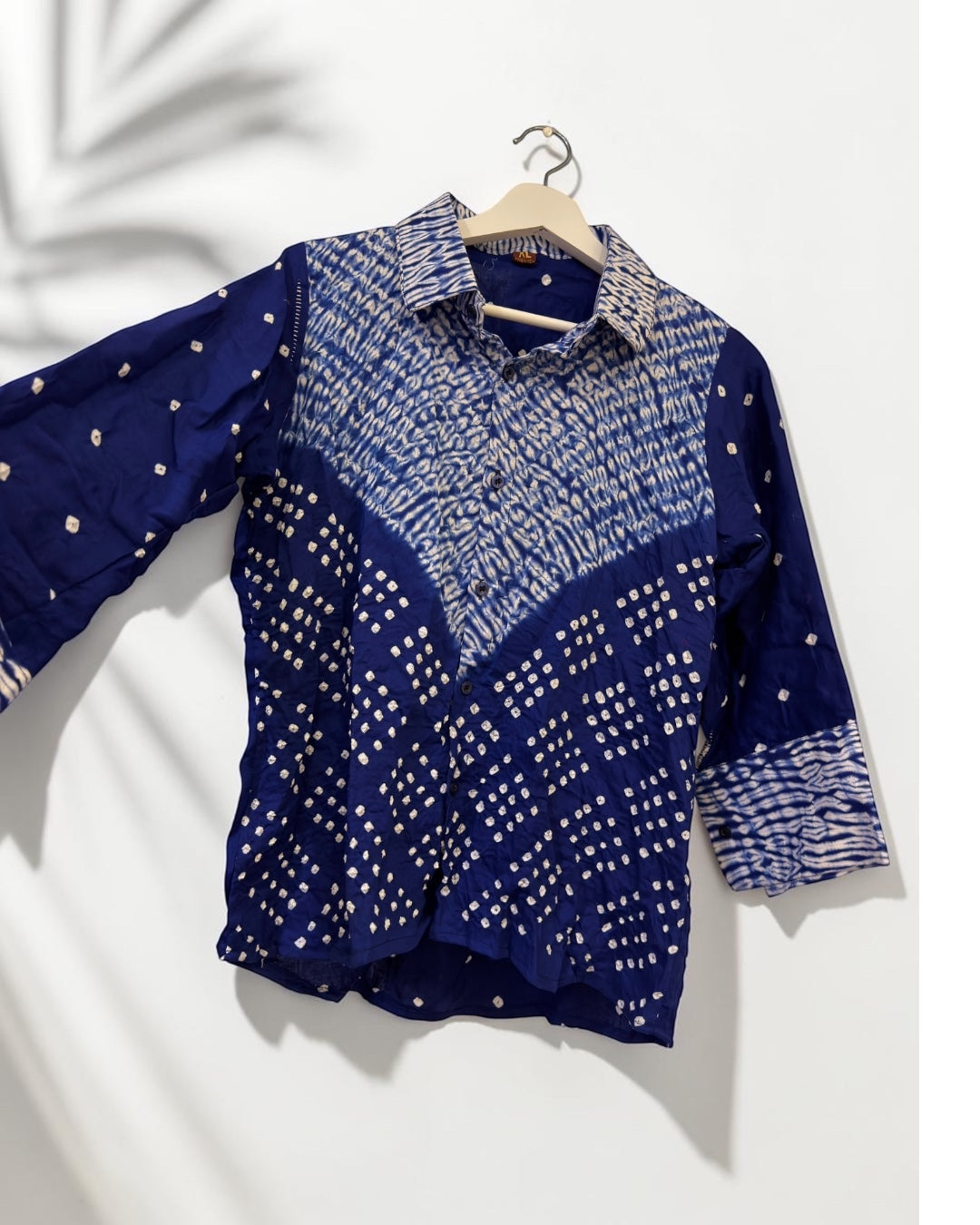 Shibori Bandhani Cotton Shirt — Blue