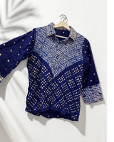 Shibori Bandhani Cotton Shirt — Blue