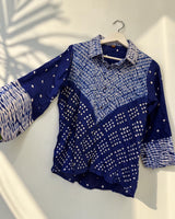 Shibori Bandhani Cotton Shirt — Blue