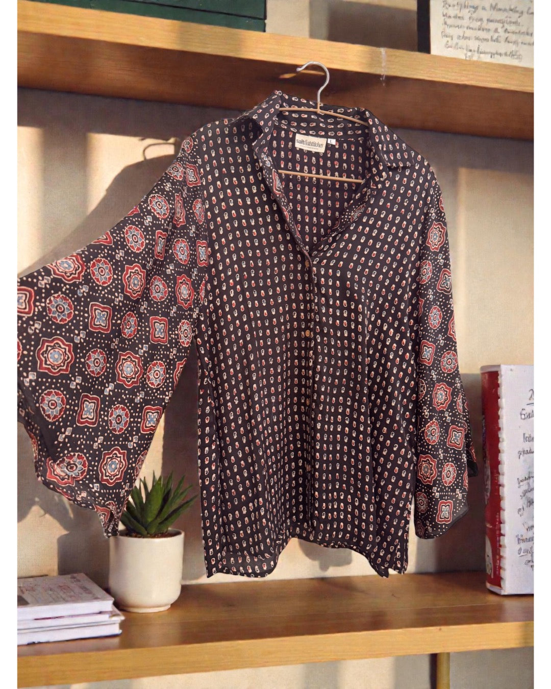 Luster Silk Ajrakh Flare Shirt