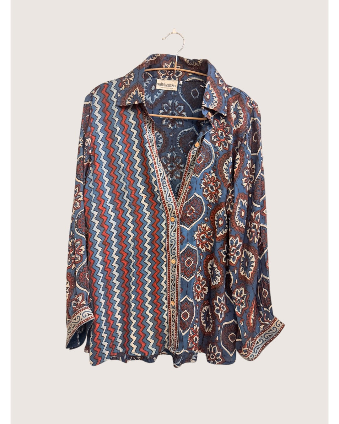 Luster Silk Ajrakh Flare Shirt