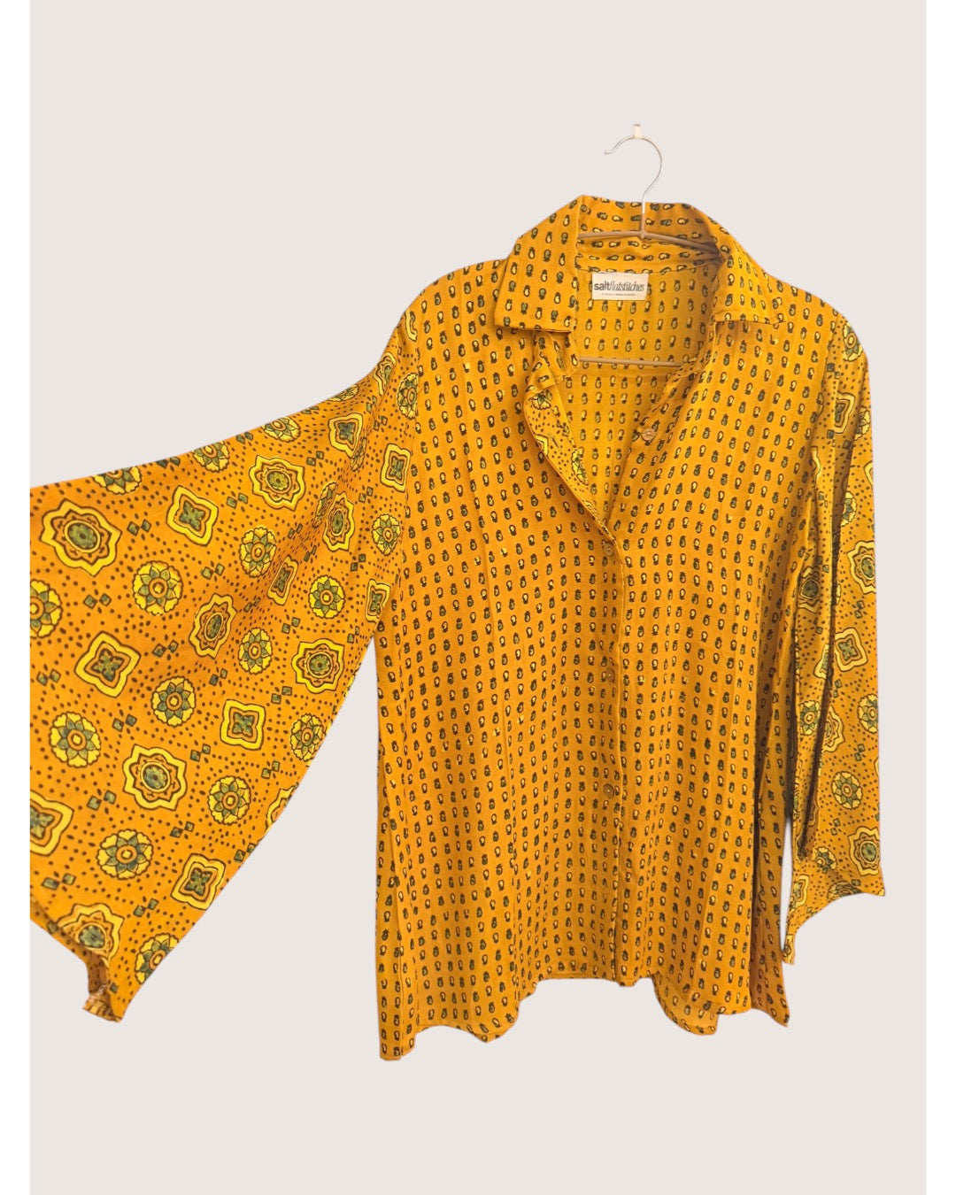 Luster Silk Ajrakh Flare Shirt