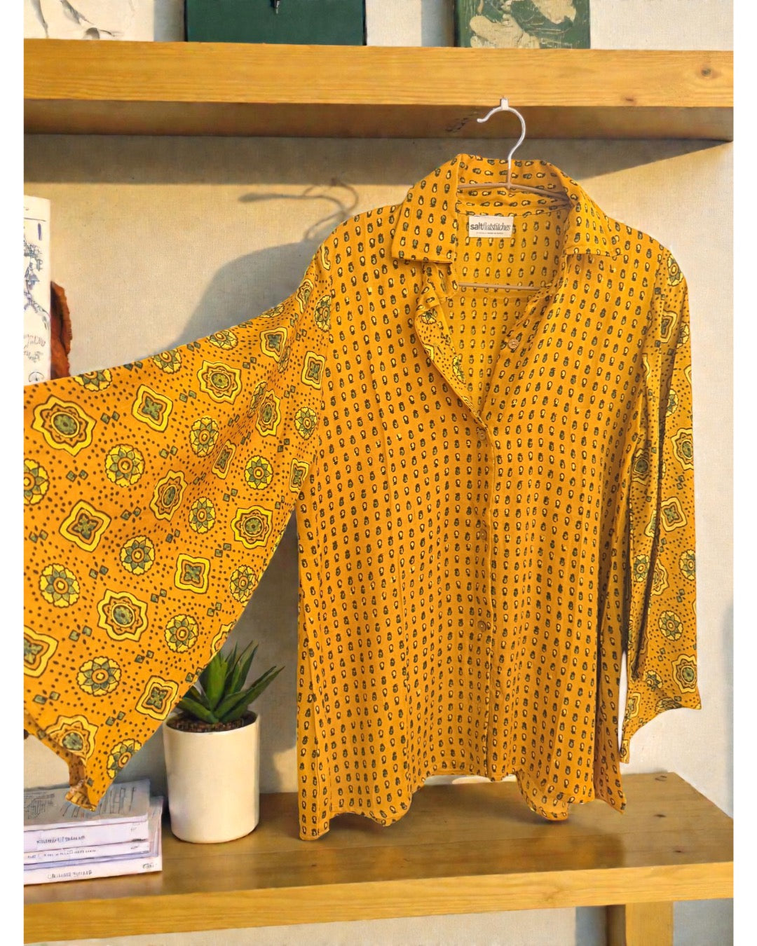 Luster Silk Ajrakh Flare Shirt