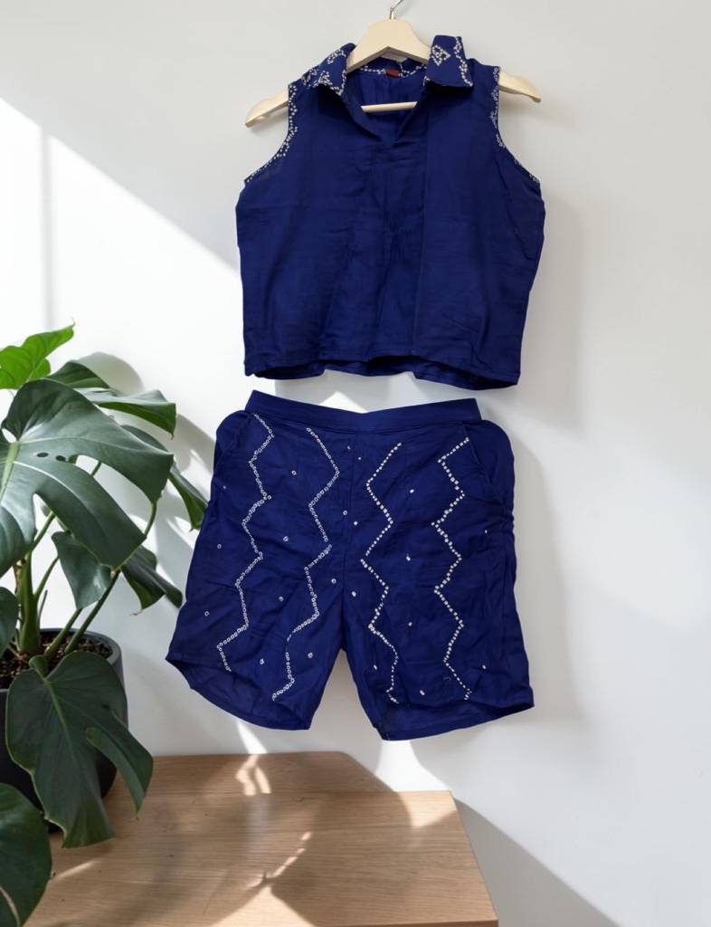 Obsidian Blue Bandhani Coord Set