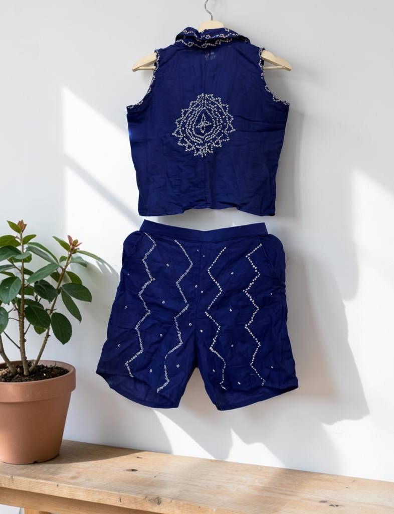 Obsidian Blue Bandhani Coord Set