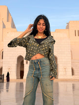 Olive Grove Bandhani Crop Shirt