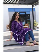 Bandhani Cotton Kaftan — Bright Purple