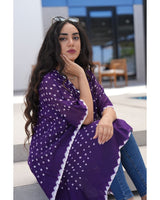 Bandhani Cotton Kaftan — Bright Purple