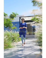 Bandhani Cotton Kaftan — Bright Blue