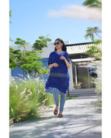 Bandhani Cotton Kaftan — Bright Blue