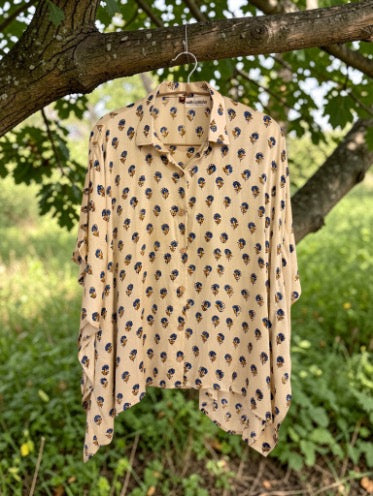 Linear Modal Ajrakh Kaftan Shirt