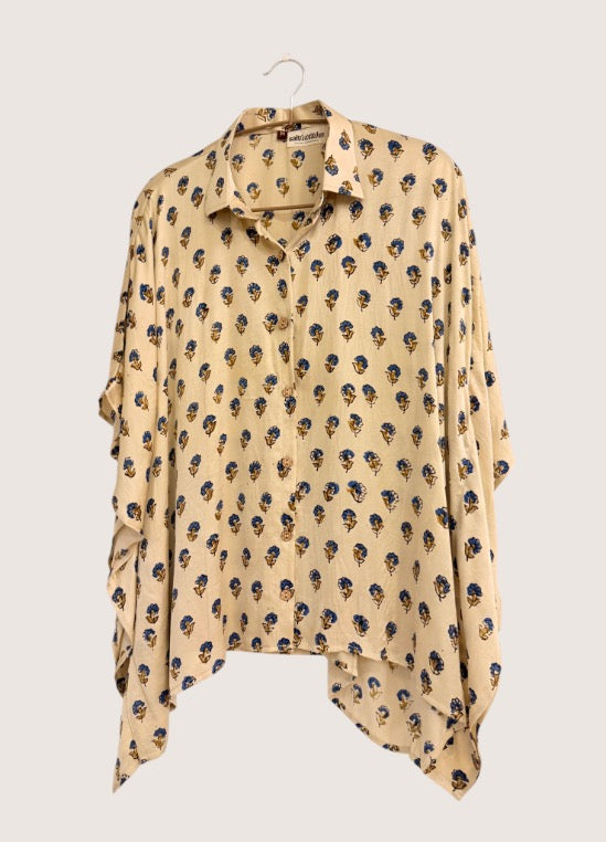 Linear Modal Ajrakh Kaftan Shirt