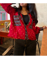 Vermillion Red Ajrakh Cotton Shirt