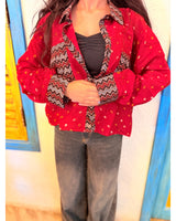 Vermillion Red Ajrakh Cotton Shirt