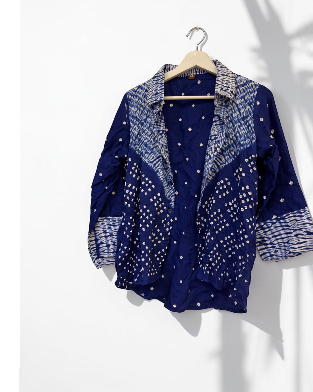 Shibori Bandhani Cotton Shirt — Blue