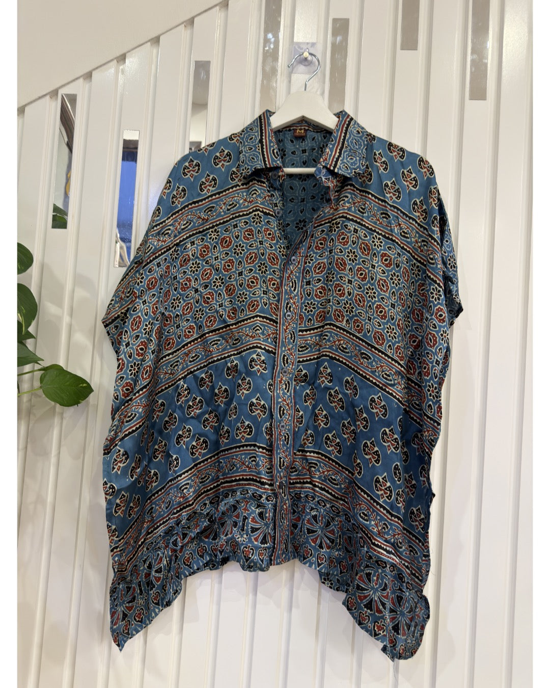 Luster Silk Ajrakh Flare Shirt
