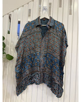 Luster Silk Ajrakh Flare Shirt