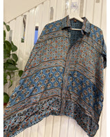 Luster Silk Ajrakh Flare Shirt