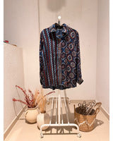 Luster Silk Ajrakh Flare Shirt