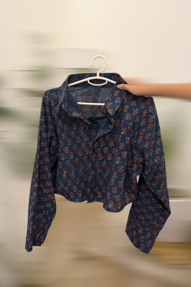 Prakriti Pop Ajrakh Crop Shirt